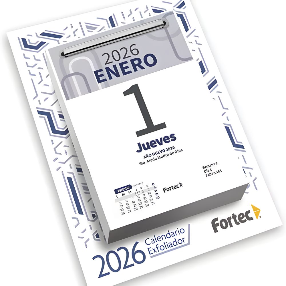 Calendario Exfoliador Fortec 2026 Taco | 9.5x13.5 cm | 288 Hojas con Broche