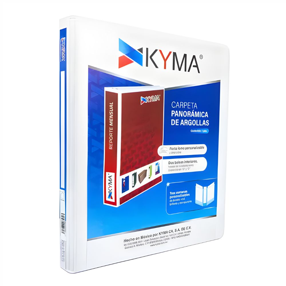 Carpeta Panorámica KYMA Carta Blanca | Herraje "D" ½" a 5" | Personalizable Profesional