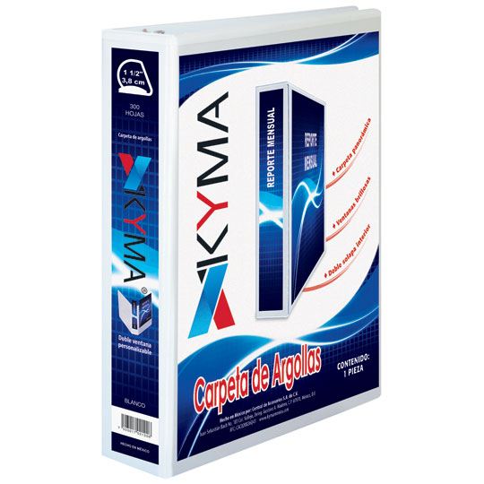 Carpeta Panorámica KYMA Carta Blanca | Herraje "D" ½" a 5" | Personalizable Profesional