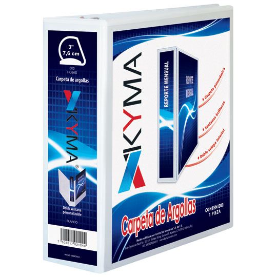 Carpeta Panorámica KYMA Carta Blanca | Herraje "D" ½" a 5" | Personalizable Profesional