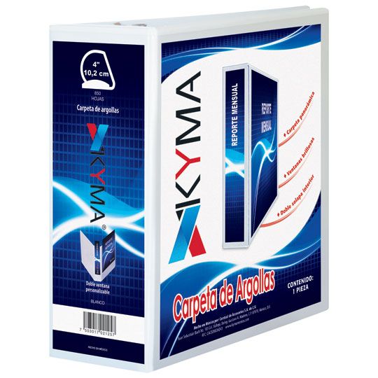 Carpeta Panorámica KYMA Carta Blanca | Herraje "D" ½" a 5" | Personalizable Profesional