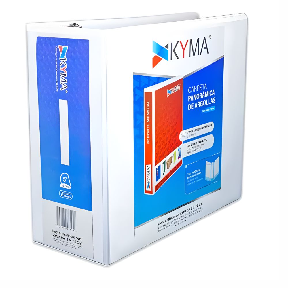 Carpeta Panorámica KYMA Carta Blanca | Herraje "D" ½" a 5" | Personalizable Profesional