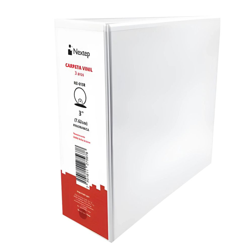 Carpeta Panorámica Carta Nextep | Blanca, Anillos en O, Doble Bolsa Interior