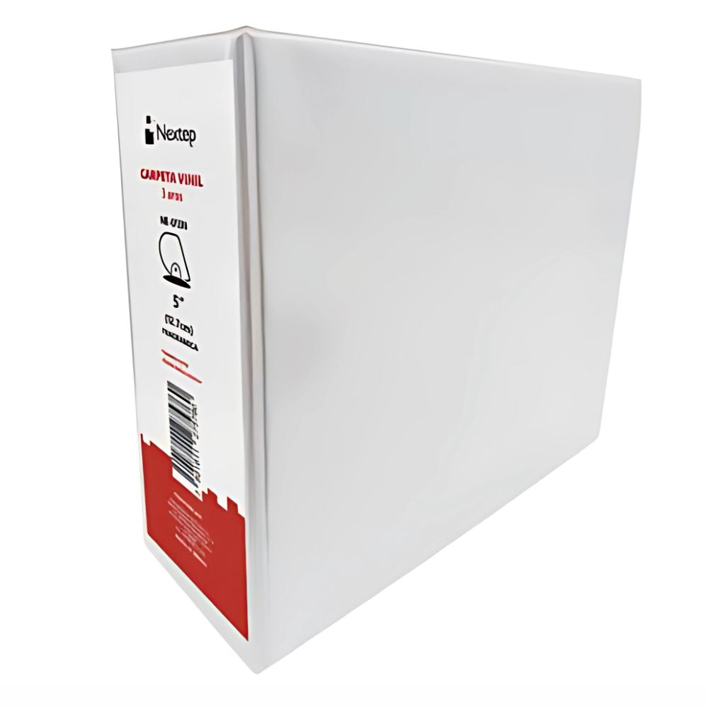 Carpeta Panorámica Carta Nextep | Blanca, Anillos en O, Doble Bolsa Interior