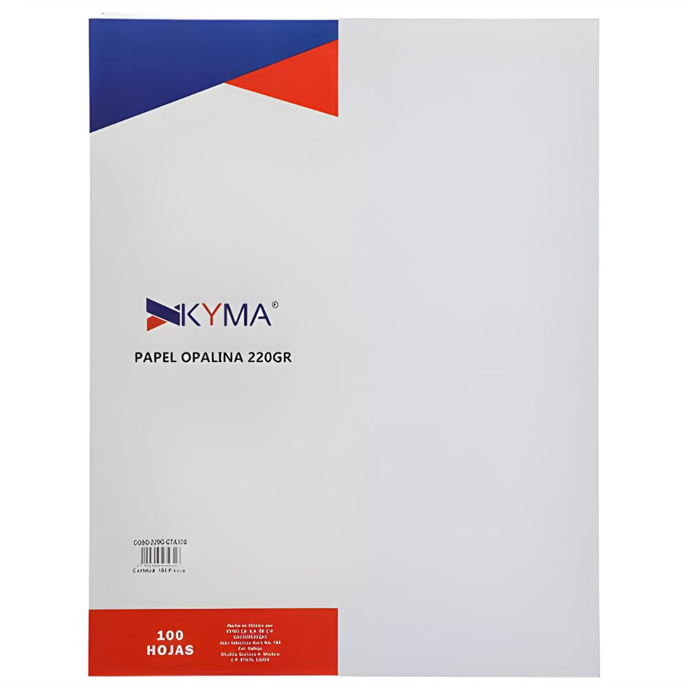 Cartulina Opalina Kyma Blanca 220 gr | Paquete 100 Hojas | Tamaño Carta