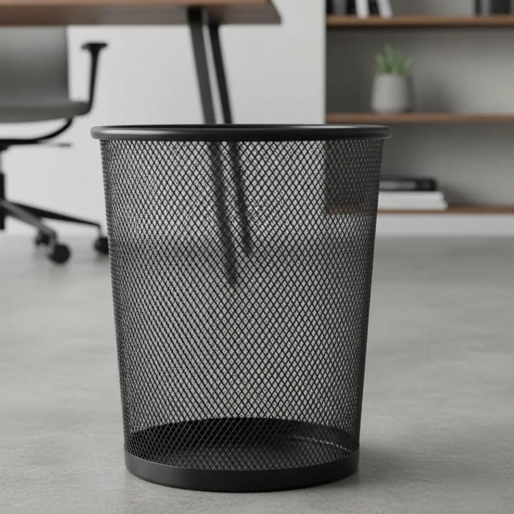 Cesto de Basura Nextep 20L Negro | Malla Metálica Redonda | 34.5 cm