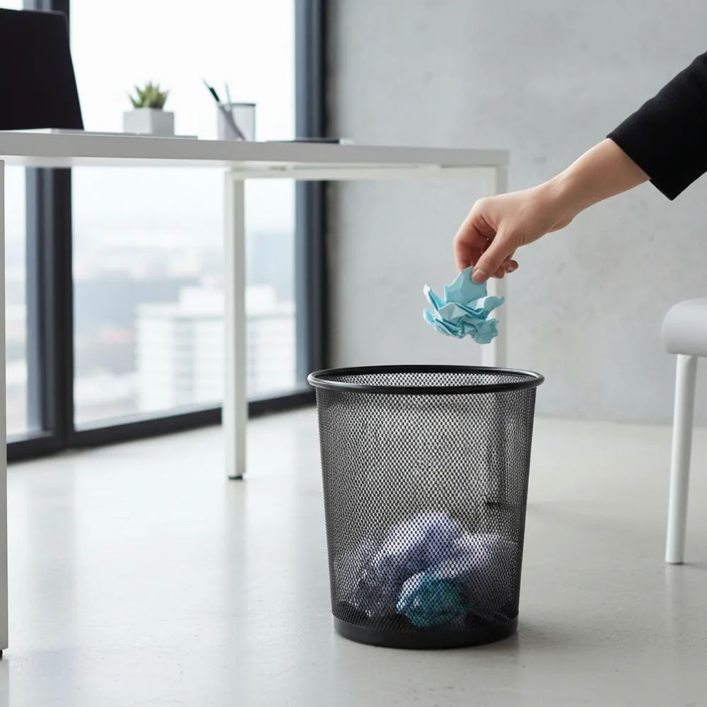 Cesto de Basura Nextep 20L Negro | Malla Metálica Redonda | 34.5 cm