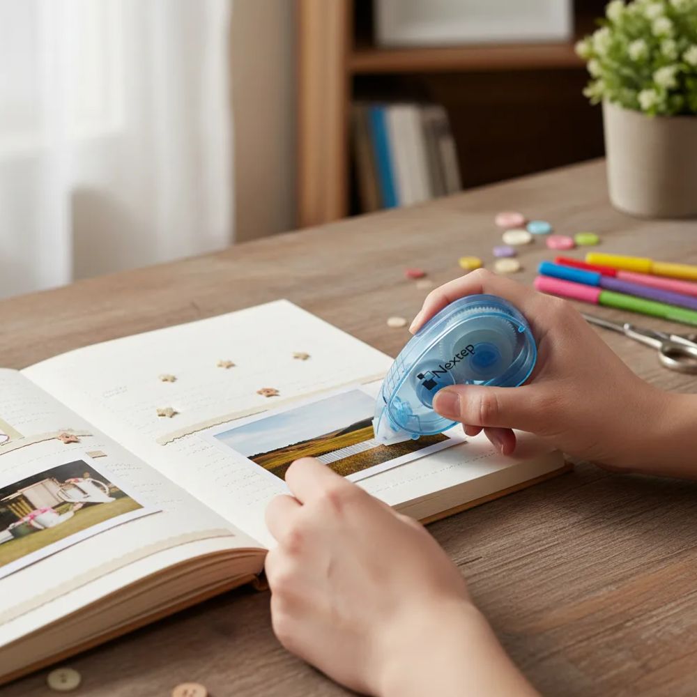 Dispensador Cinta Doble Cara Nextep | 6mm x 8m | Pegado Limpio