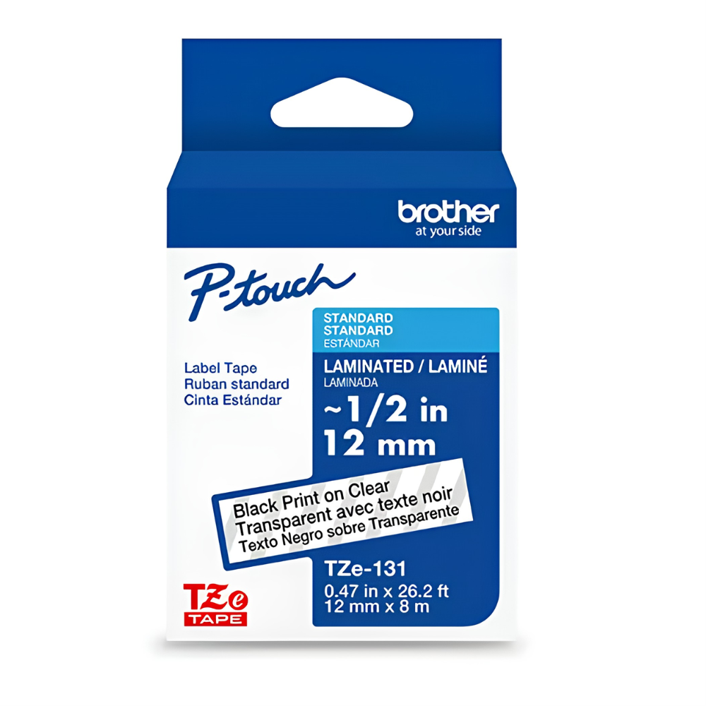 Cinta Brother P-Touch TZe-131G 12mm Negro/Transparente