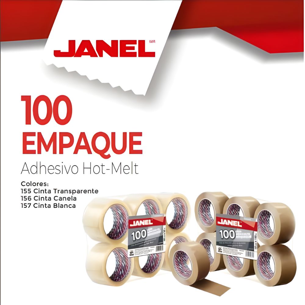 Cinta de Empaque Transparente Janel | 48mm x 150m | Caja c/6 Piezas