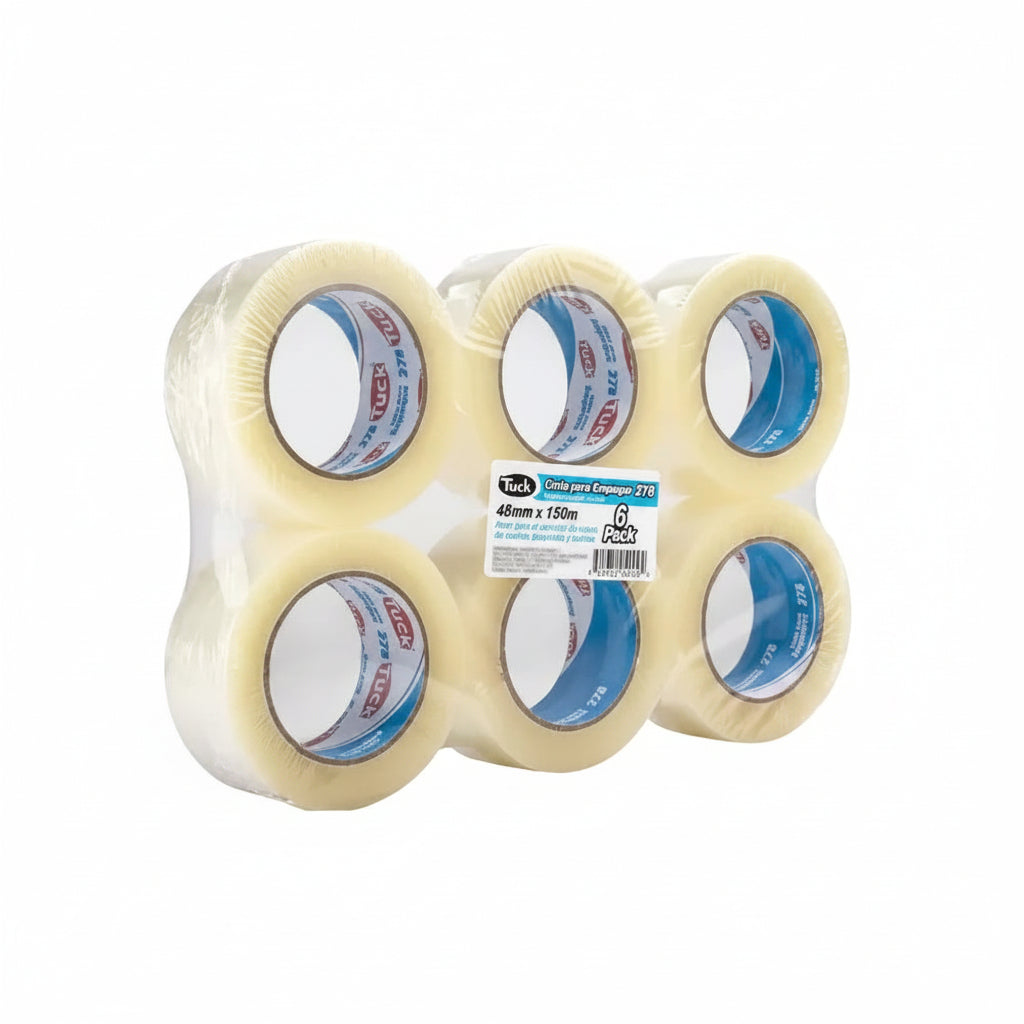 Cinta 278 de Empaque Tuk 48mm x 150m Transparente | 6 Pzas