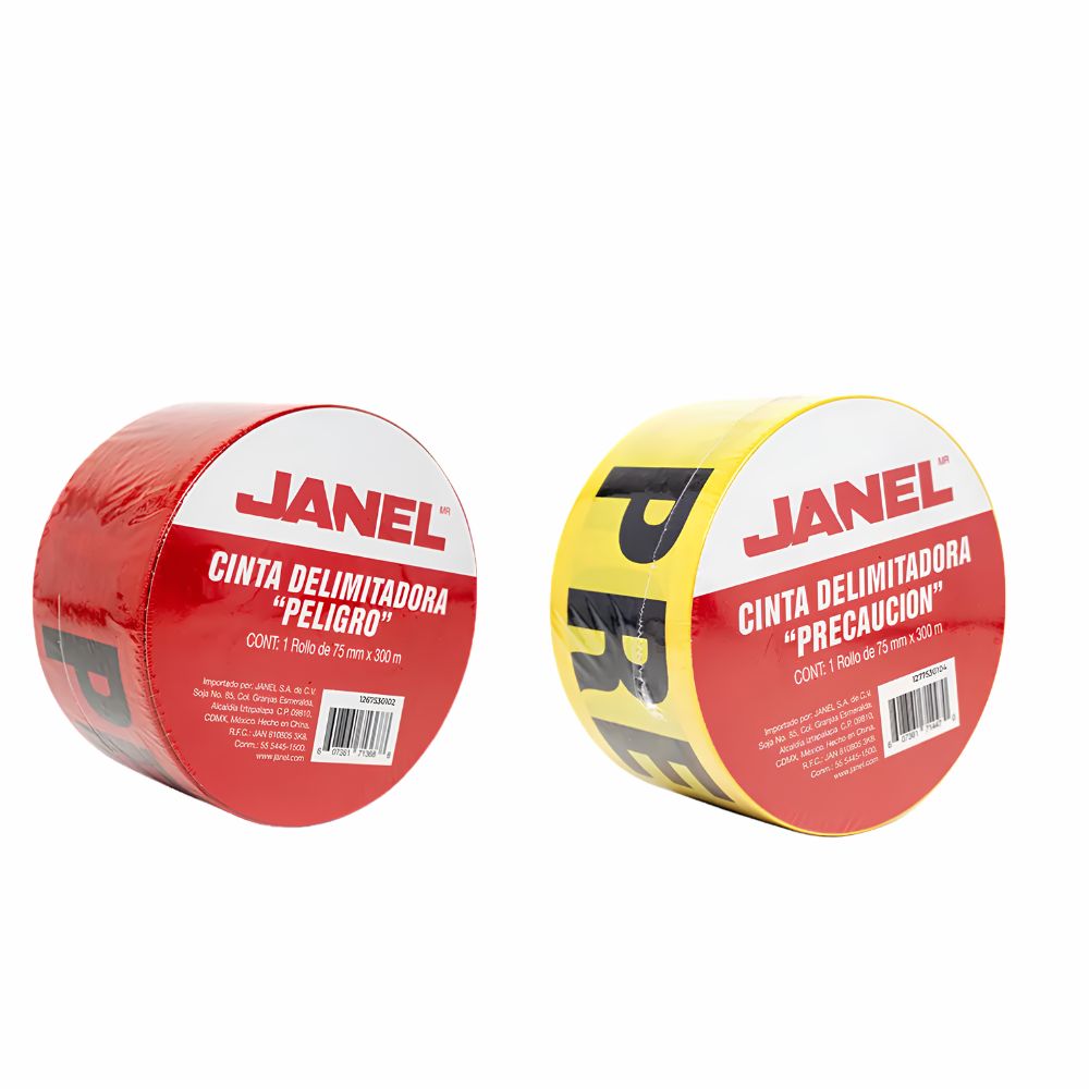 Cinta de Señalización Janel 75mm x 300m | Peligro | Roja o Amarilla