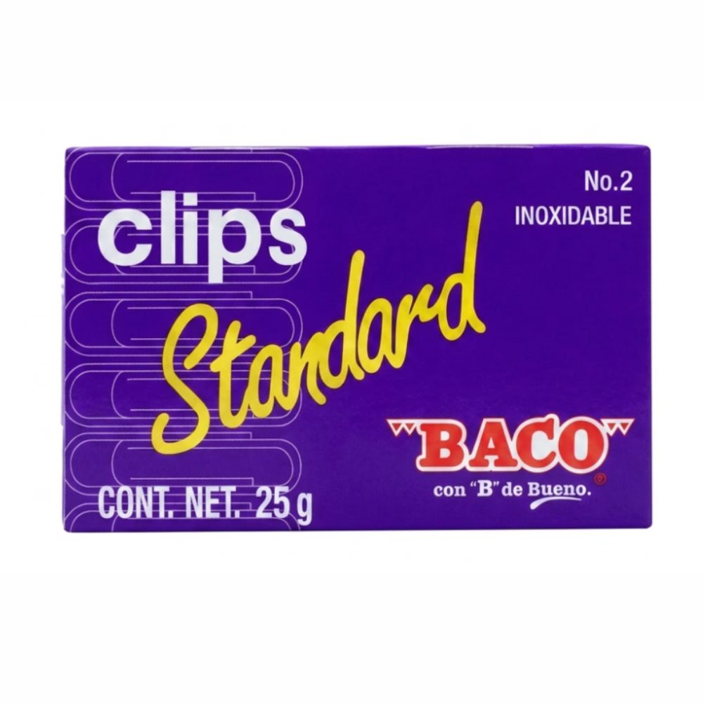 Clips Baco Estándar Económico No. 1 y No. 2 | Caja de 100 Piezas | Mayoreo B2B