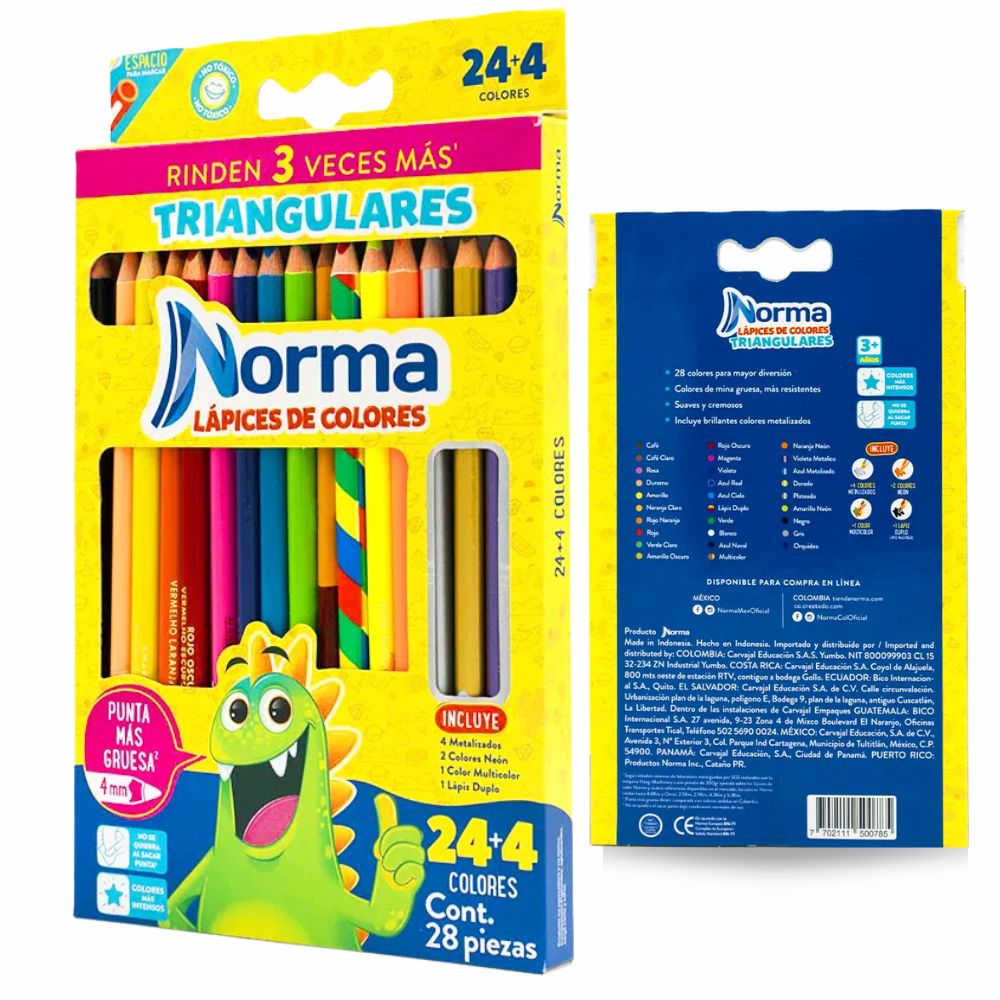 Colores Triangulares Norma 24-4 Unidades | Mina 4mm, Alta Pigmentación