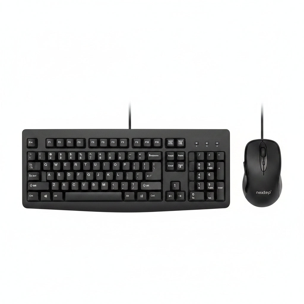 Kit Teclado y Mouse Alámbrico USB Nextep NE-416 Negro