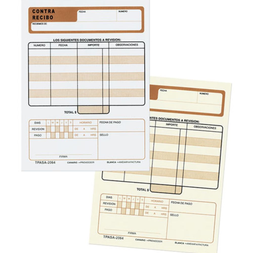 Contra Recibo Pinos Altos | 3 Blocks x 50 Hojas | 140 x 105 mm | Modelo 2064
