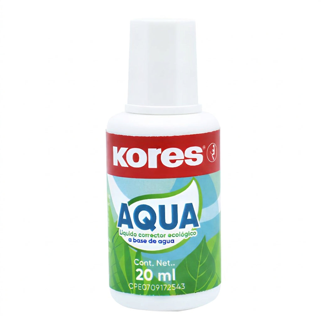 Corrector Líquido Kores | 20 ml, Brocha, Base Agua