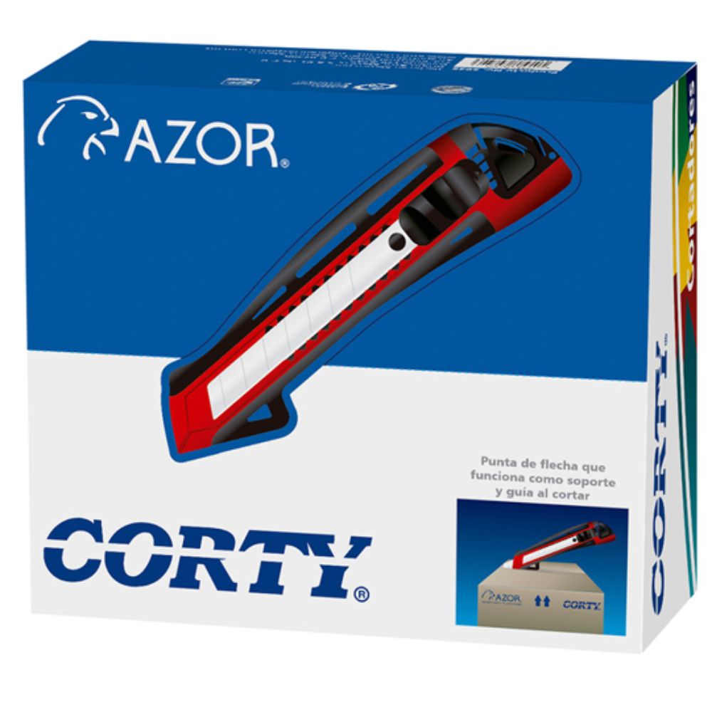 Cutter Corty Grande Azor 18 mm Punta Flecha | Caja 25 Pzas 5025