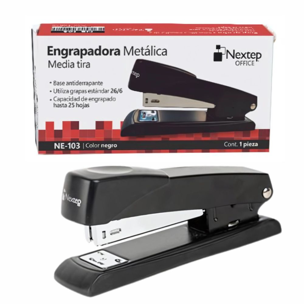 Engrapadora Nextep Metálica Profesional – Media Tira, Hasta 25 Hojas NE-103
