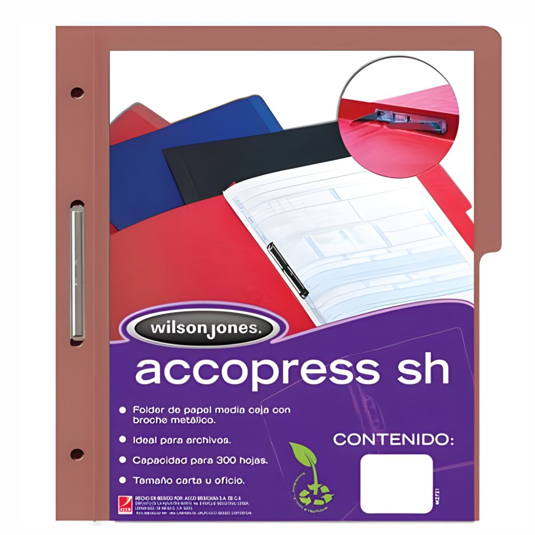 Carpeta Acco Press MC Papel Carta Color Caoba C/10 Pzas