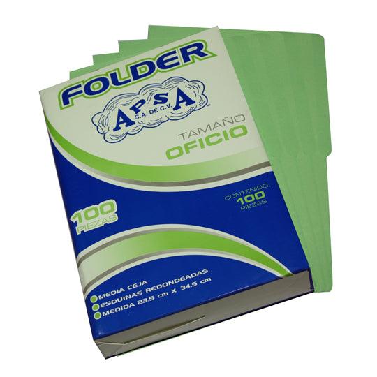 Folder Apsa VERDE Tamaño Oficio, Paquete Con 100 Piezas - Colmenero Shop