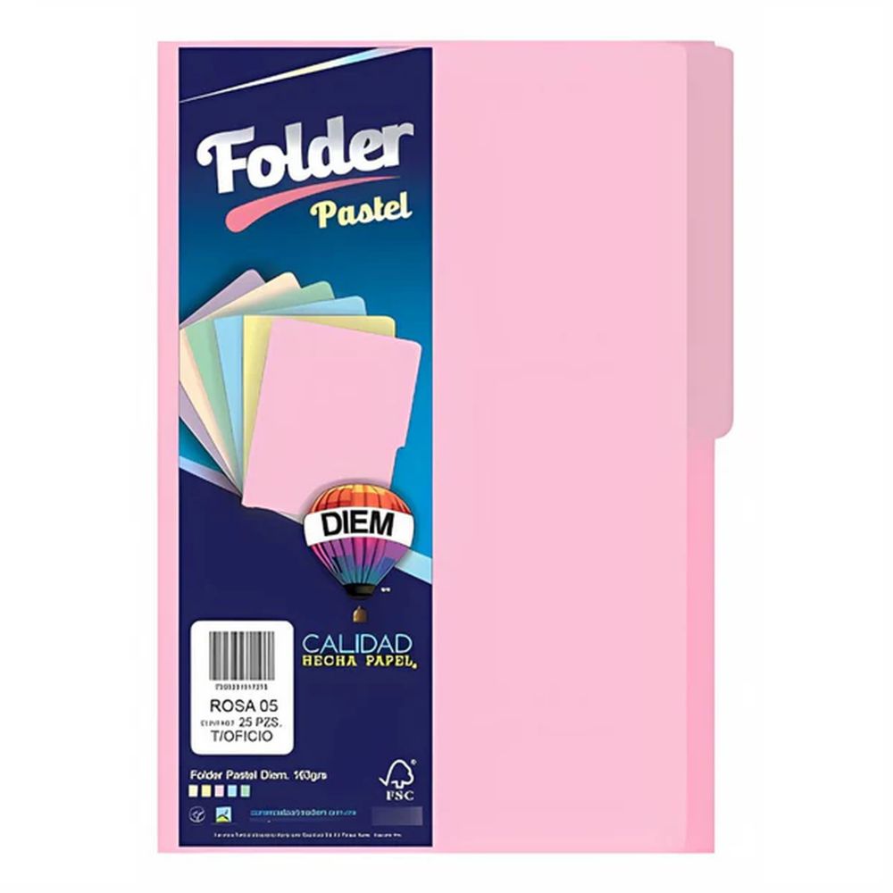 Folder Tamaño Oficio Rosa | Media Ceja 1/2" | Cartulina Alta Calidad | Expedientes