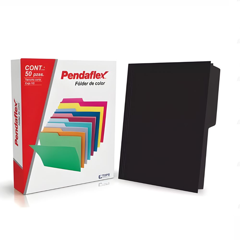 Folder Negro Pendaflex Carta | Media Ceja (1/2) | Caja 50 Pzas | Modelo 5012BL