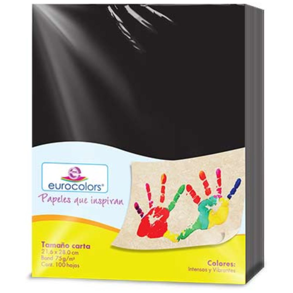 Hojas Tamaño Carta Eurocolors Paquete Con 100 hojas Negro