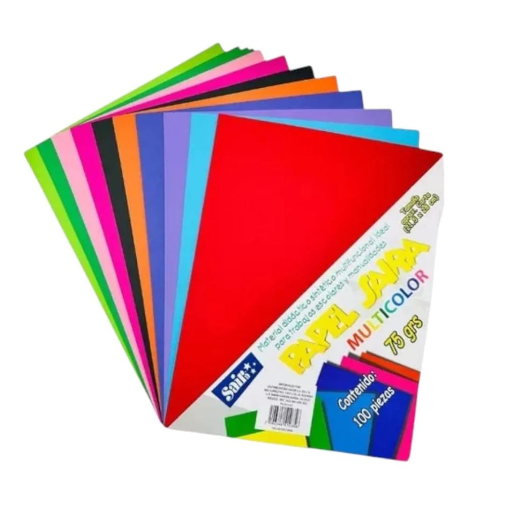 Papel de Color Saira Tamaño Carta | Multicolor 100 Hojas | 75 grs | Sajor