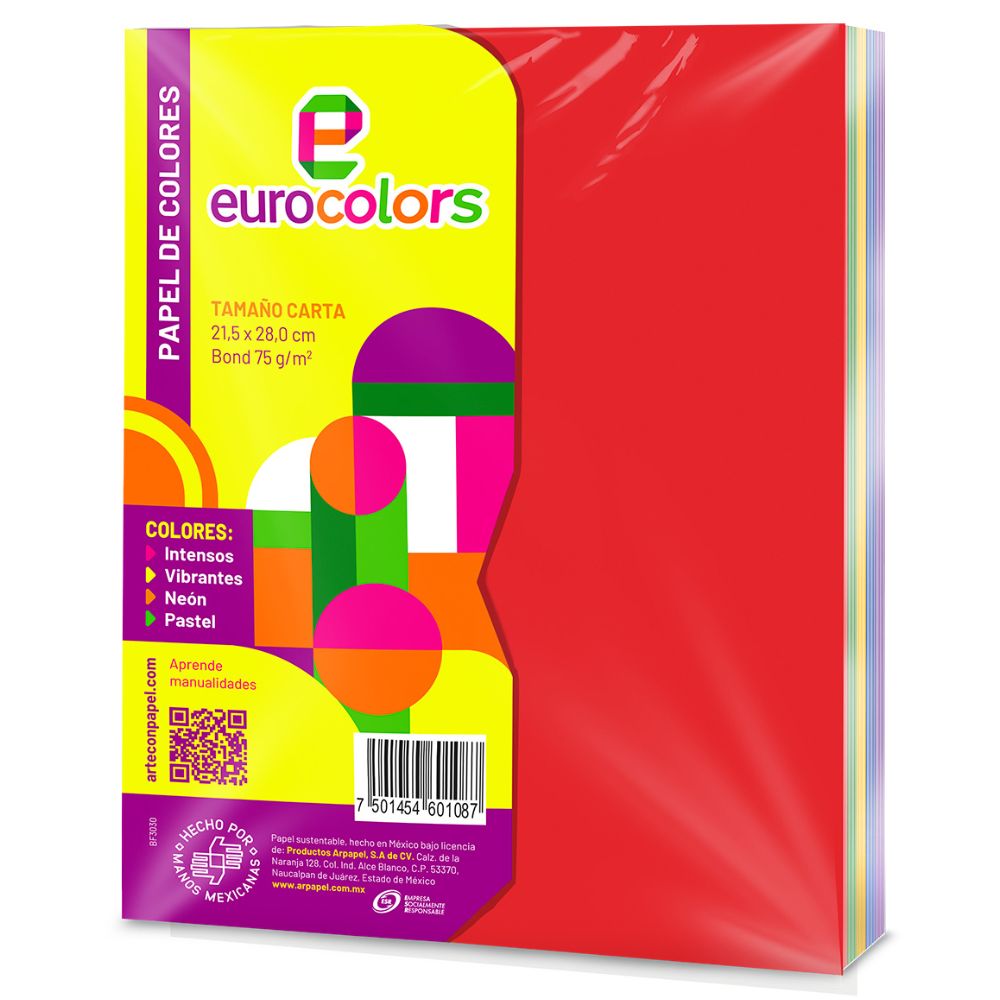 Hojas Eurocolors colores neón bright c/ 100
