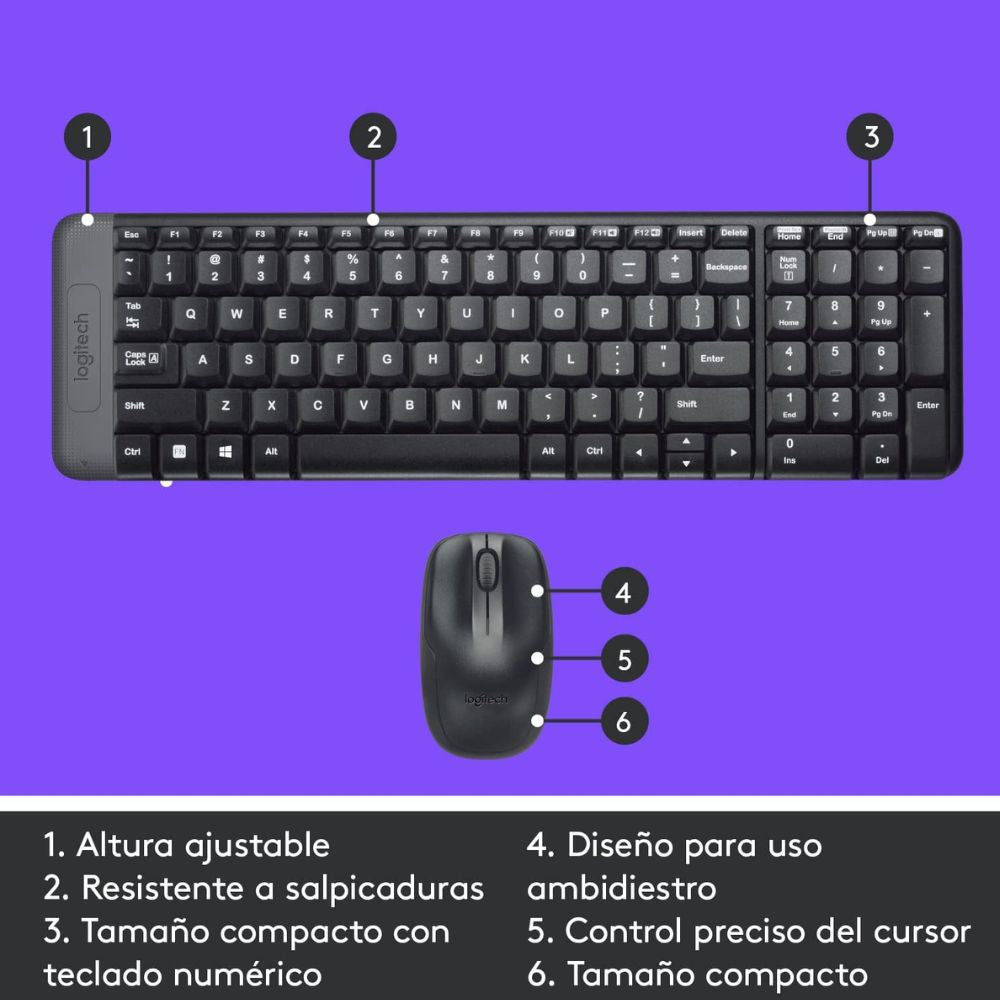 Kit Logitech Teclado Y Mouse Mk220 Negro