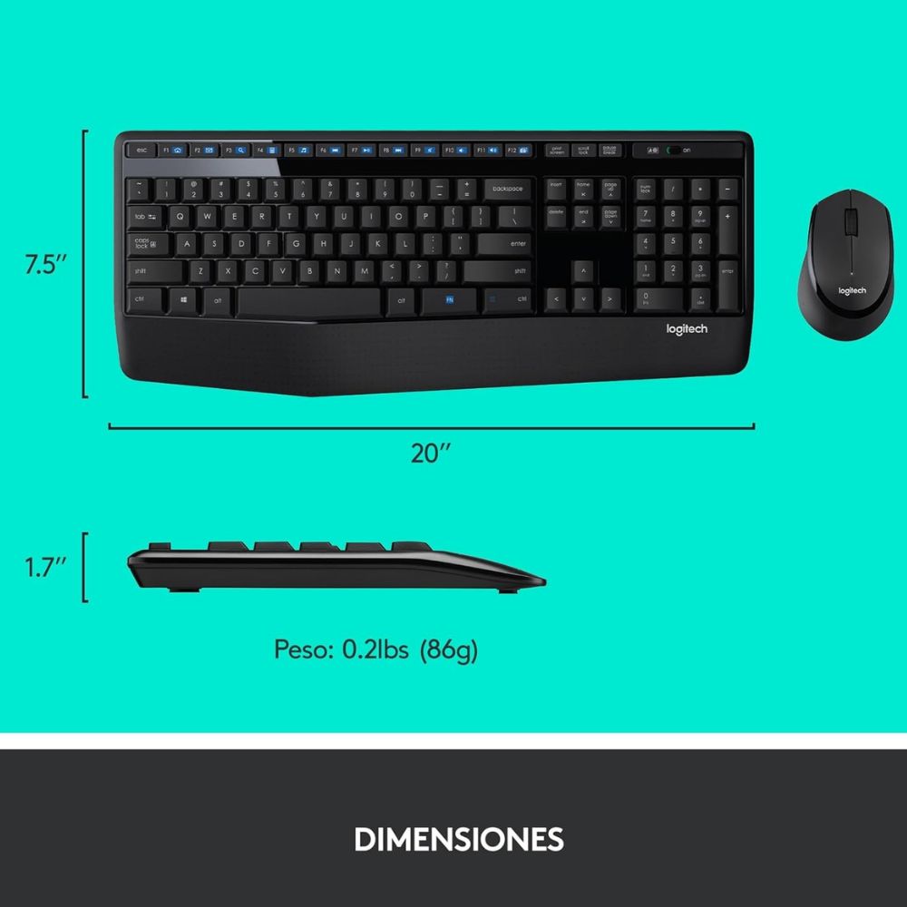 Kit Teclado y Mouse Logitech MK345 Inalámbrico Negro | Español