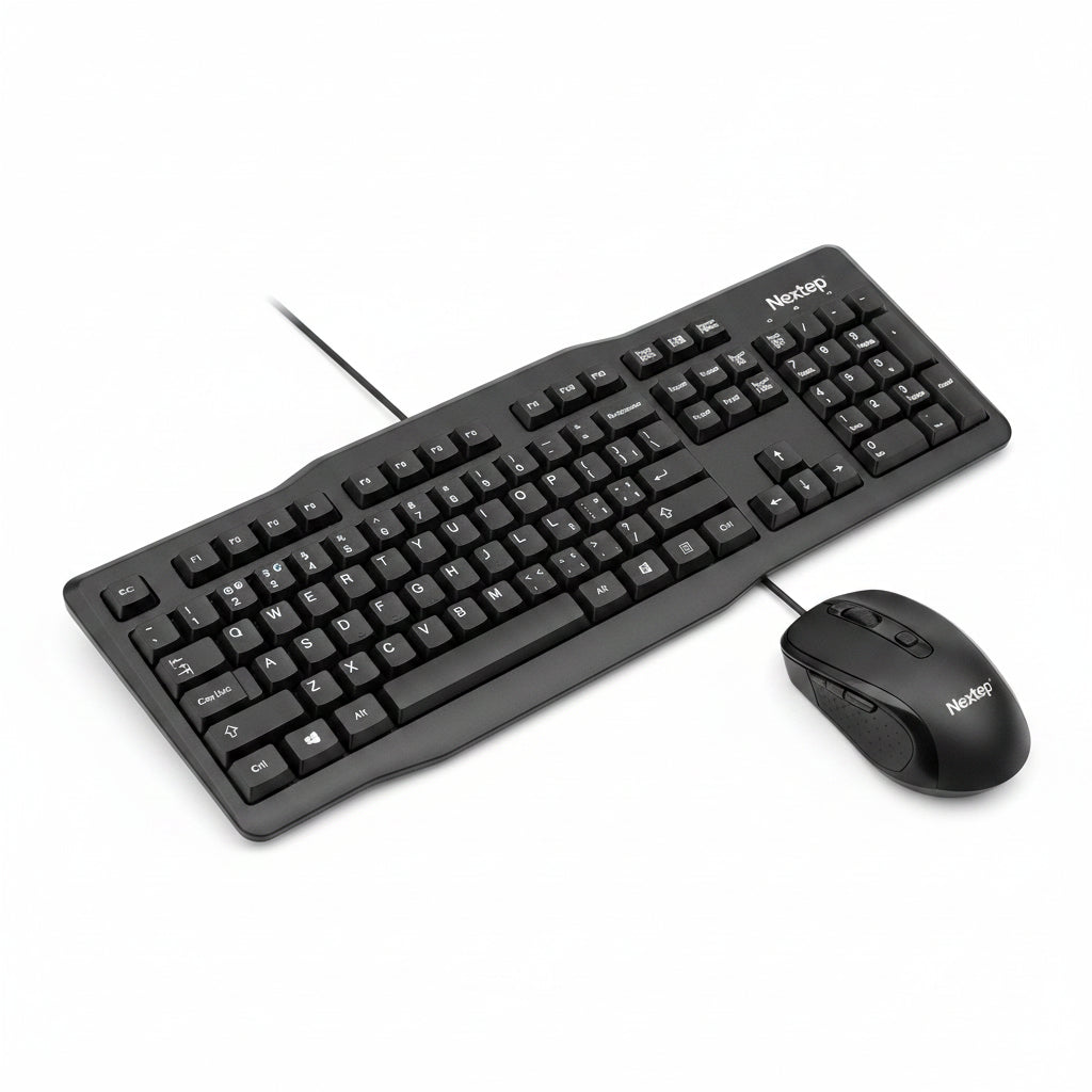 Kit Teclado y Mouse Alámbrico USB Nextep NE-416 Negro