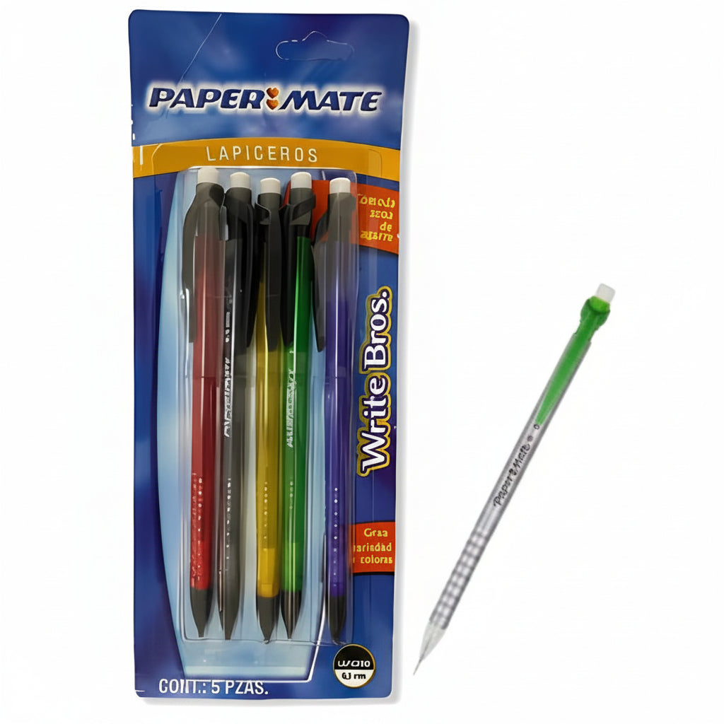 Lapicero Portaminas Paper Mate 0.5 mm White Bros Blíster 5 Pzas