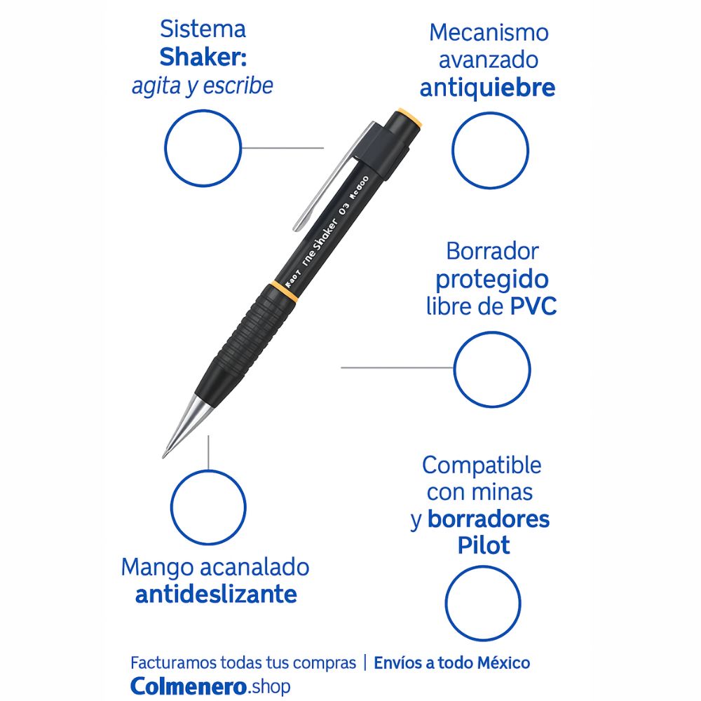 Lapicero Portaminas Pilot H-1010 Shaker | 0.5 mm | Agita y Escribe