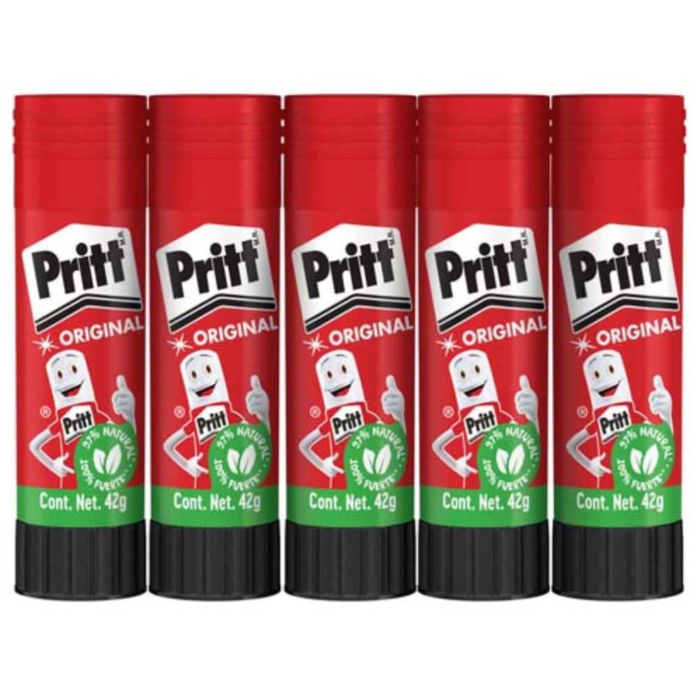 Lápiz Adhesivo Pritt 42 g Pack 5 Pzas | No Tóxico y Ecológico