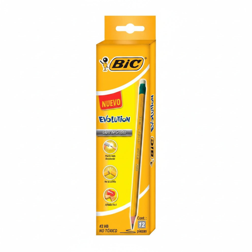 Lapiz Bic Evolution Amarillo Hb 2 De Resina 12pieza - Colmenero Shop