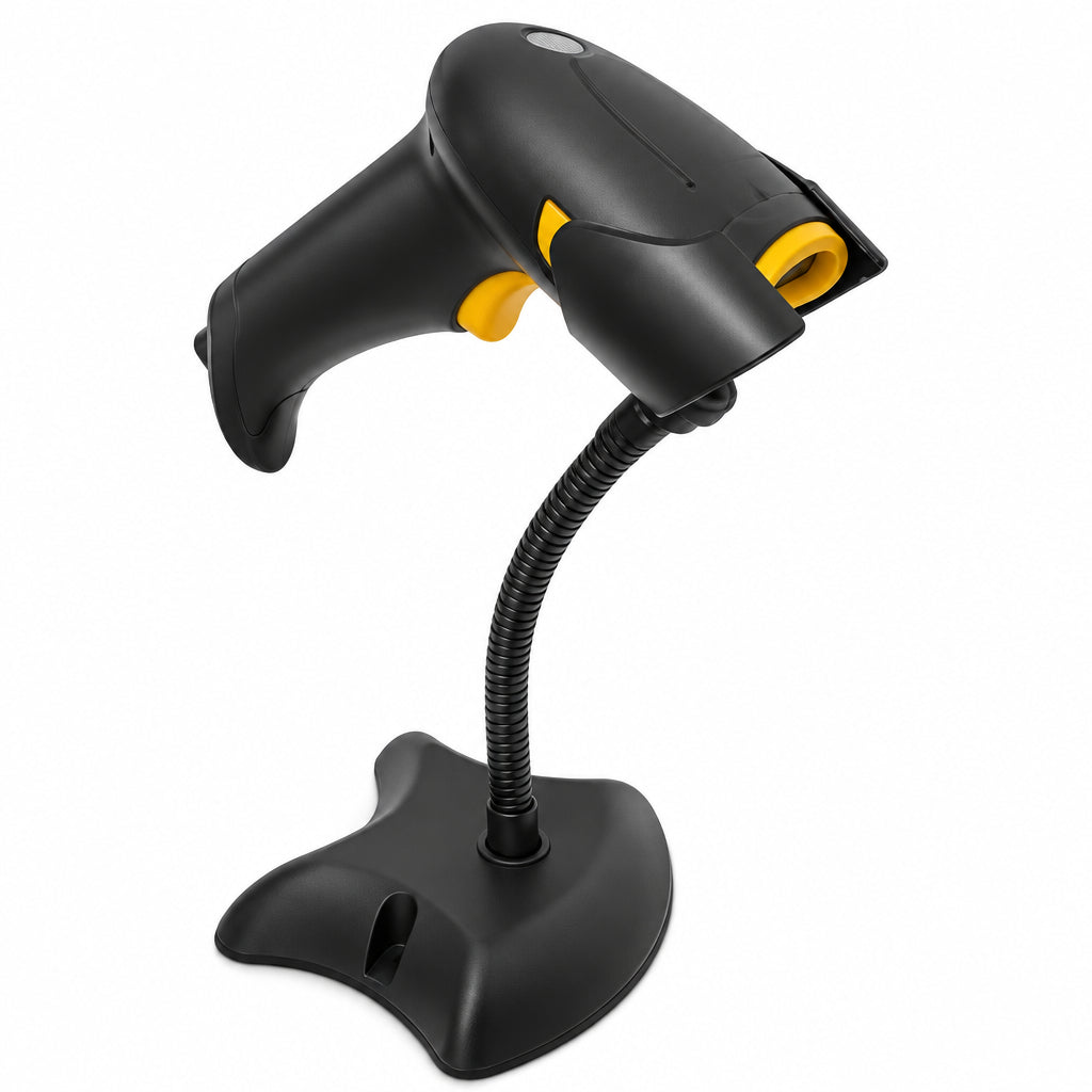 Lector de código de barras y QR Nextep NE-503 en base ajustable para punto de venta en Papelera Colmenero