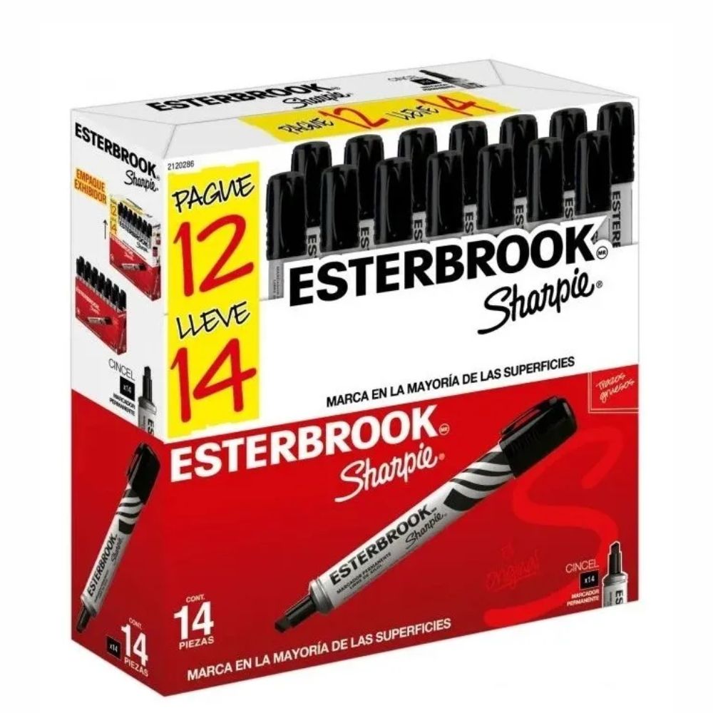 Marcador Berol Permanente Esterbrook Negro | 14 Pzs Punta Cincel Colmenero Shop