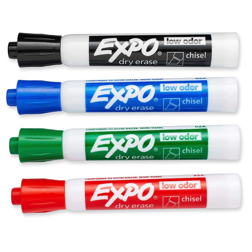 Marcadores Expo para Pizarrón | Blíster 6 Piezas | Tinta Borrable | Cincel