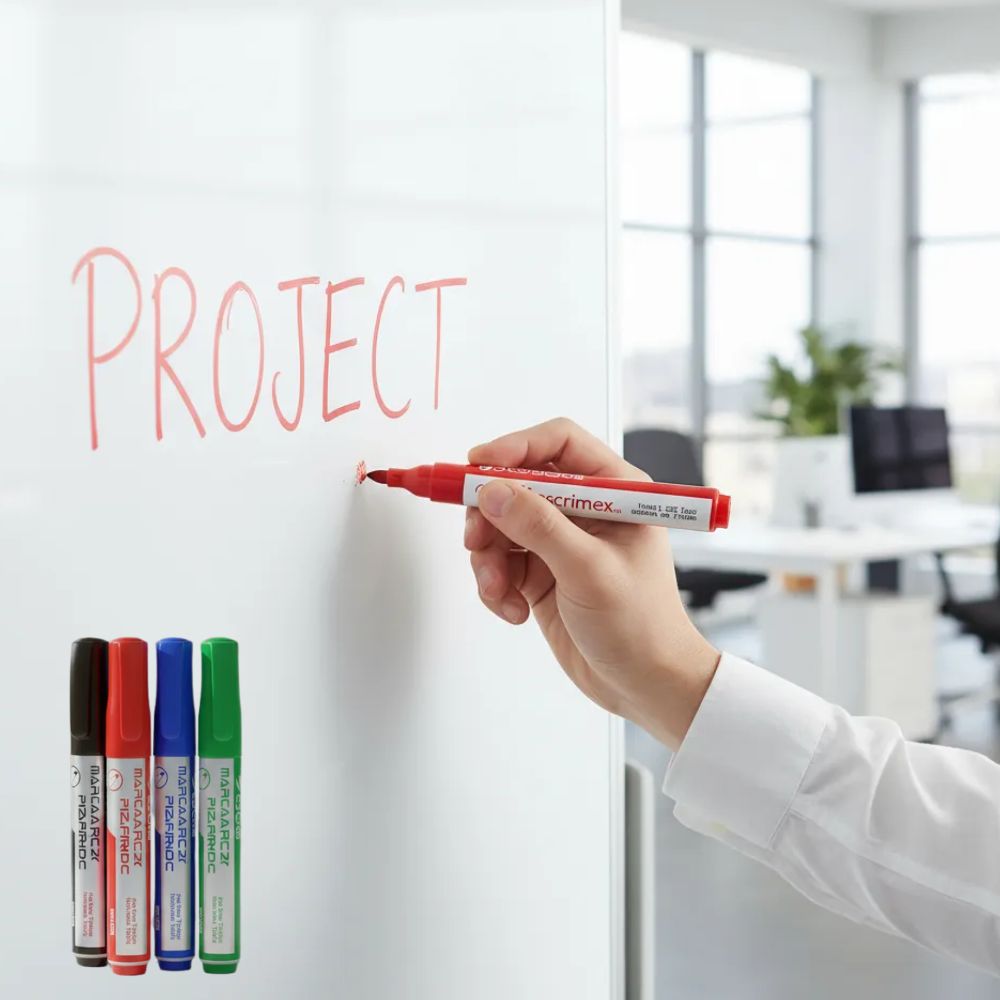 Marcadores Escrimex Pizarrón Blanco | 4 Colores | Punta Cincel | No Tóxicos