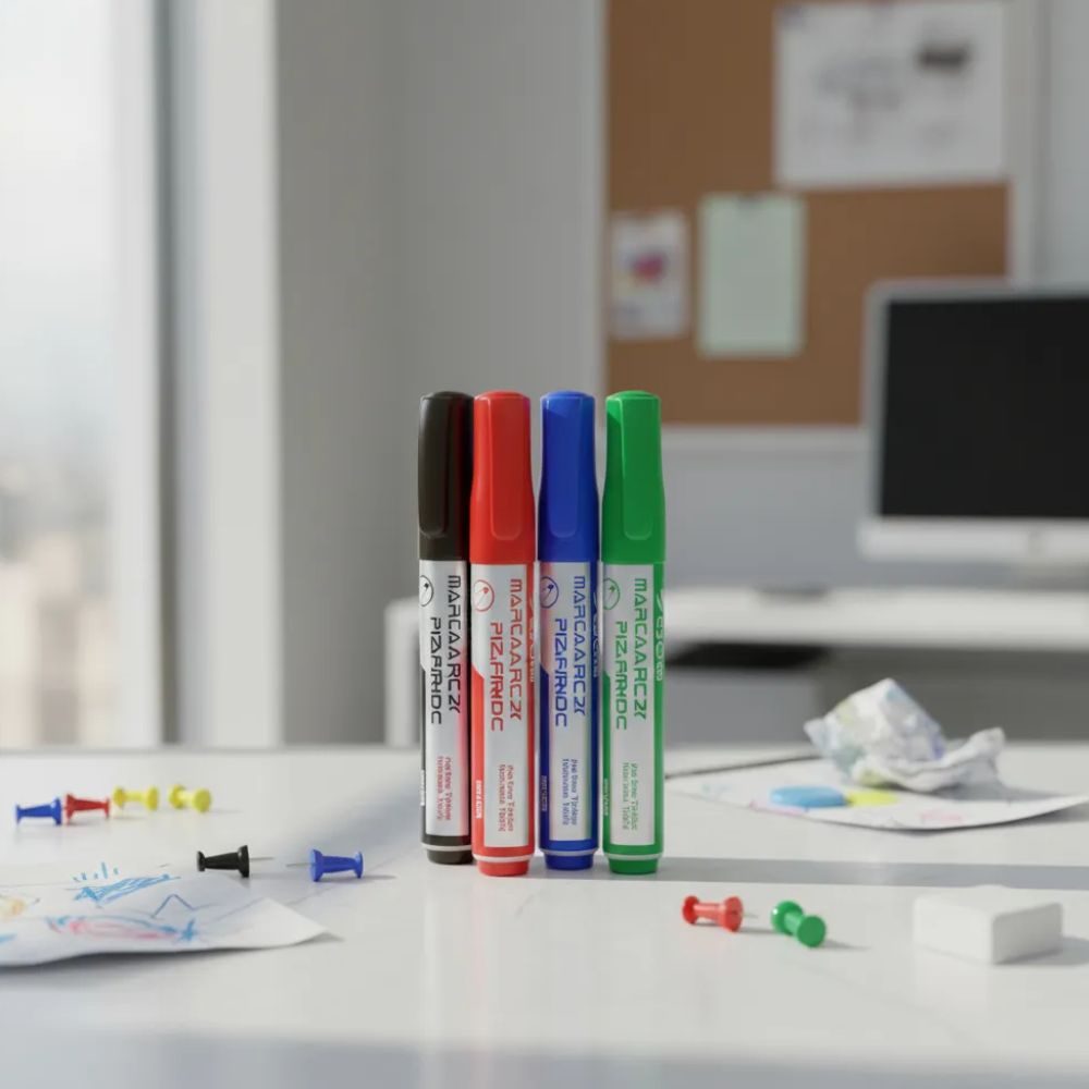 Marcadores Escrimex Pizarrón Blanco | 4 Colores | Punta Cincel | No Tóxicos