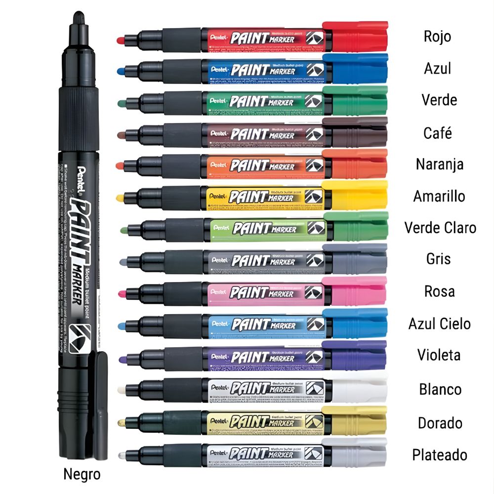 Marcador Permanente Pentel Paint Marker MMP20 | Caja con 12 Piezas | Colores a Elegir