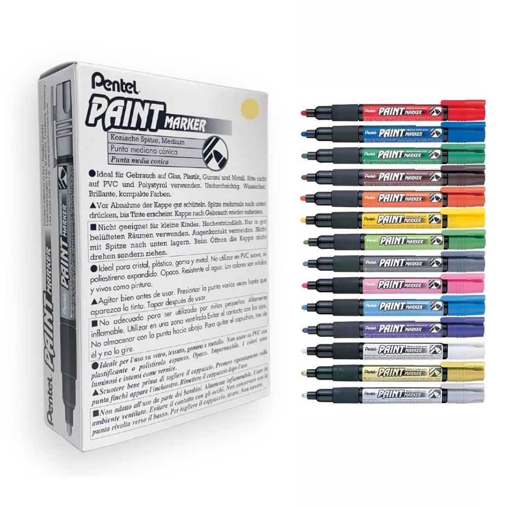 Marcador Permanente Pentel Paint Marker MMP20 | Caja con 12 Piezas | Colores a Elegir