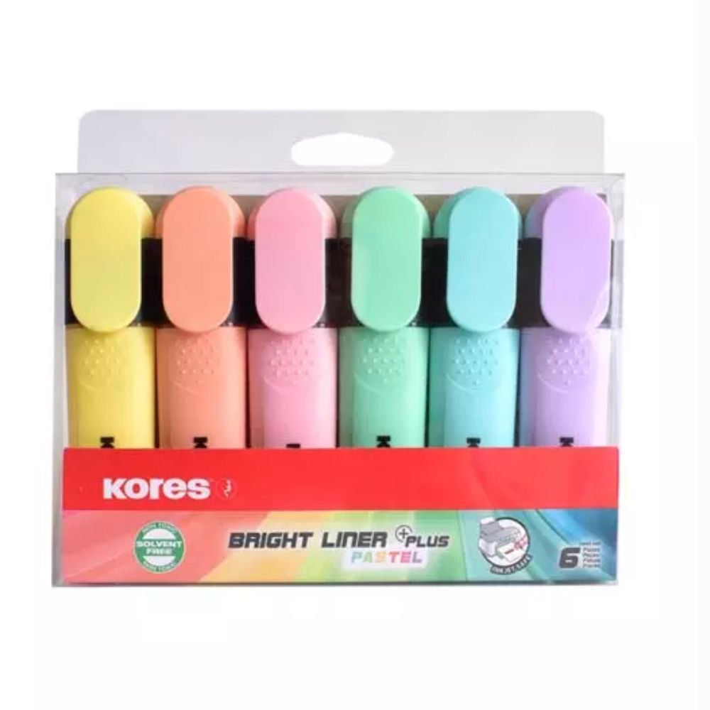 Resaltador Bright Line Plus Pastel Koresset 6 Pz