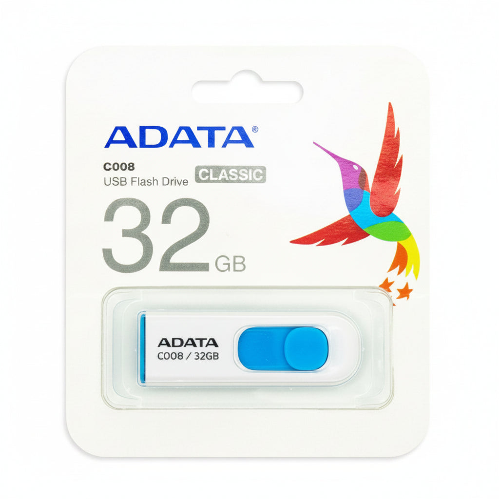 Memoria Flash Adata C008 32gb Usb 2.0 Blanco/Azul - Colmenero Shop
