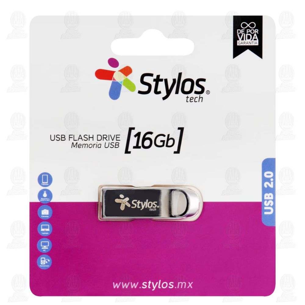 Memoria USB Stylos  | [Capacidad] GB | Ultra Compacta, Plata