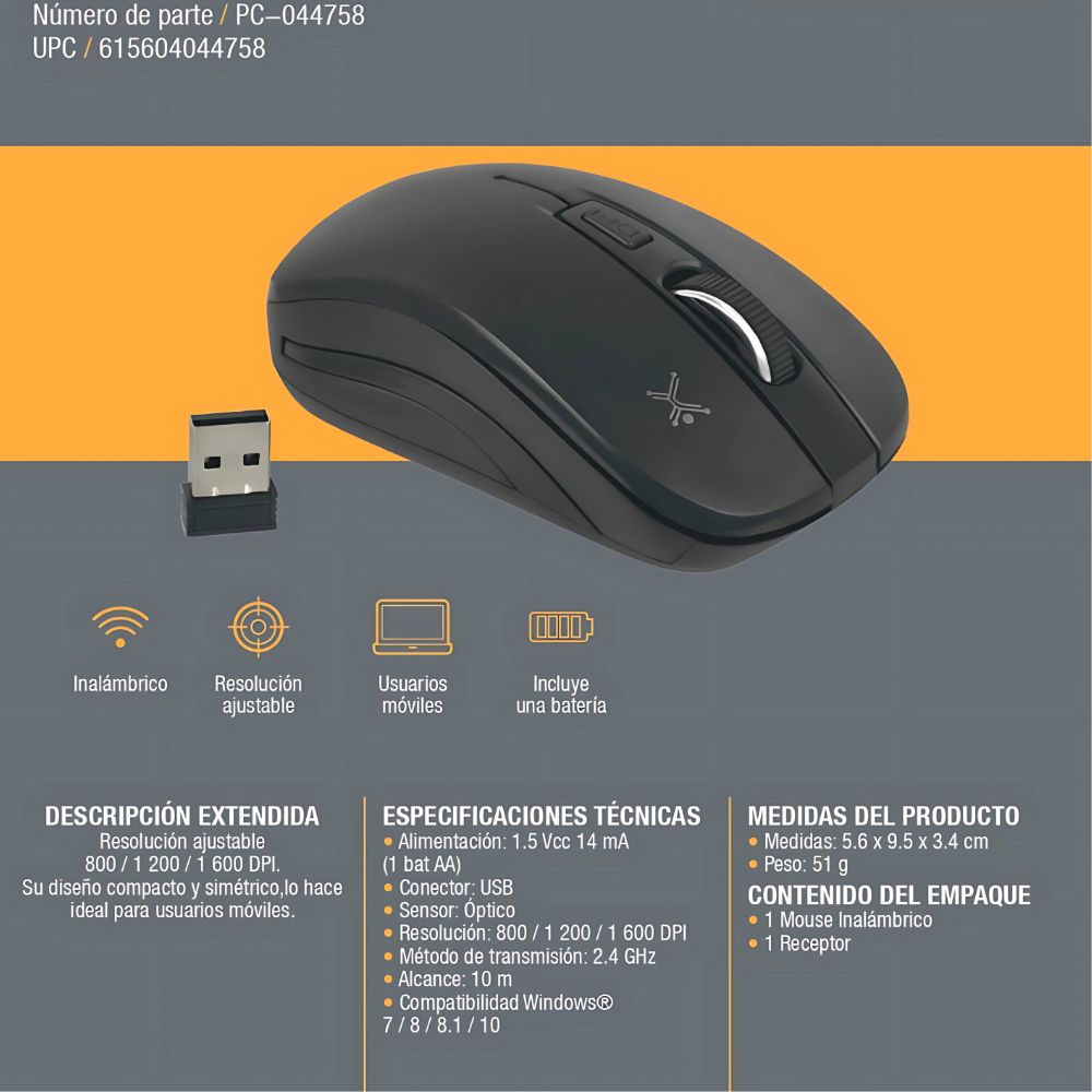 Mouse Perfect Choice Inalámbrico Negro 044758 - Colmenero Shop