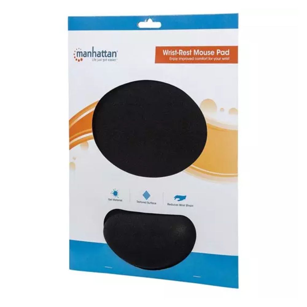 Mousepad Ergonómico Manhattan Negro 434362 | Reposamuñecas Gel