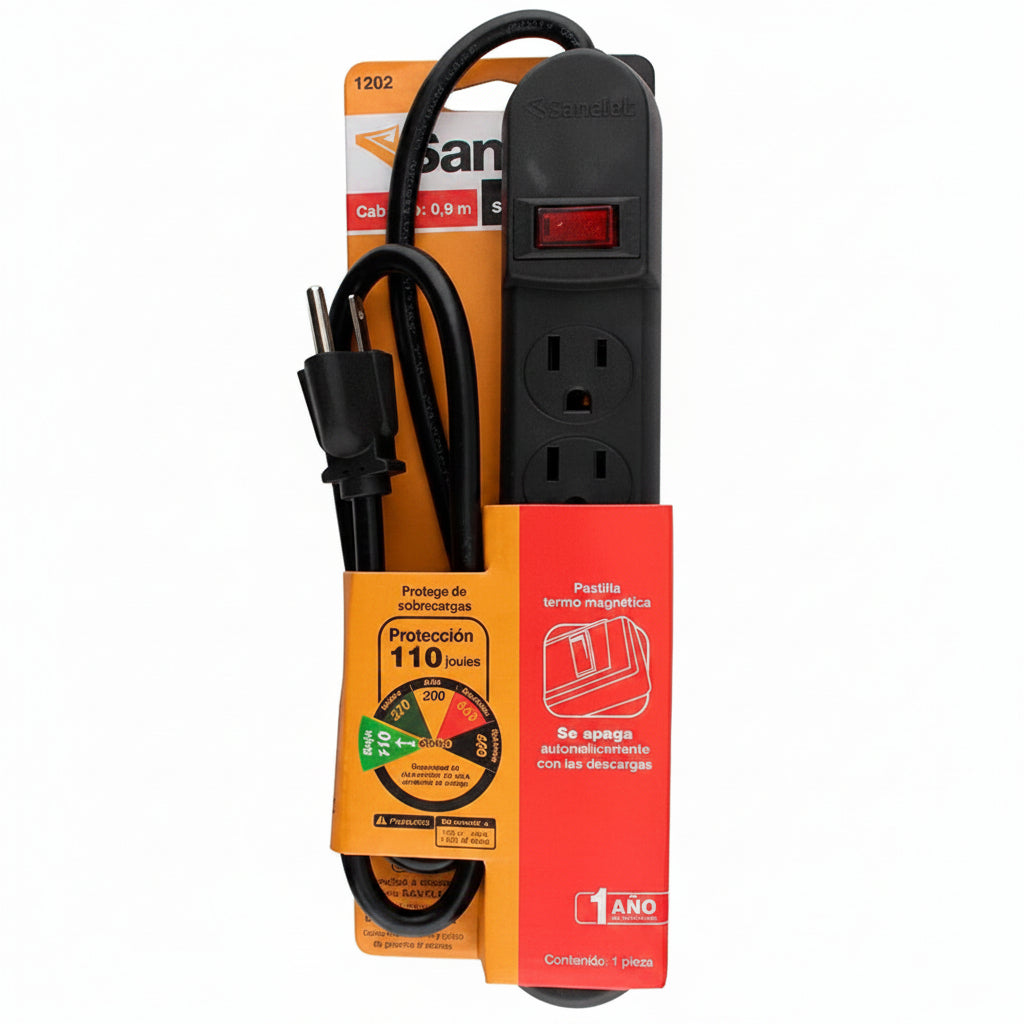 Supresor De Picos Santul De 110 J 6 Contactos Color Negro 1202 - Colmenero Shop